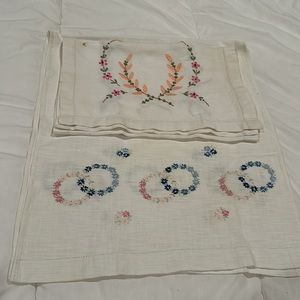 Set of two vintage embroidered table runners
